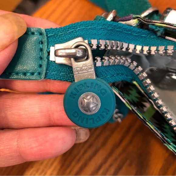 KIPLING Lucy, Crossbody Bag, Teal/White/Green/Black/Brown, 6.5”x8” - Picture 4 of 14